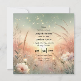 Ethereal Pastel Wildflower Field Wedding 招待状