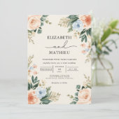 Ethereal Peach Blossom Frame Wedding 招待状 (スタンド正面)