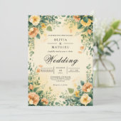 Ethereal Peach Floral Arch Wedding 招待状 (スタンド正面)