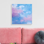 Ethereal Peach Teal Textured Abstract Canvas キャンバスプリント (インサイチュ (リビング))
