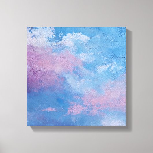 Ethereal Peach Teal Textured Abstract Canvas キャンバスプリント (正面)