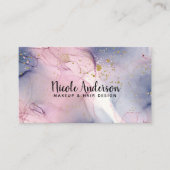 Ethereal Periwinkleピンクの金ゴールドインクイファンタジーメイクアップ 名刺 (正面)