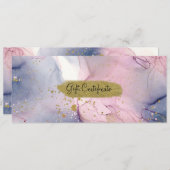 Ethereal Periwinkleピンクの金ゴールドギフト証明書 招待状 (正面/裏面)