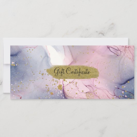 Ethereal Periwinkleピンクの金ゴールドギフト証明書 招待状 (正面)