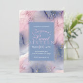 Ethereal Periwinkleピンク金ゴールドインクファンタジースウィート16 招待状 (スタンド正面)