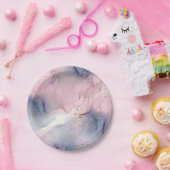 Ethereal Periwinkleピンク&金ゴールドインクイファンタジーパーティー ペーパープレート (パーティー)