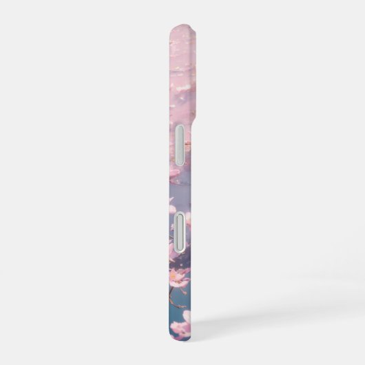 Ethereal Pink Blossoms Floating on Water iPhone 16ケース (右側面)