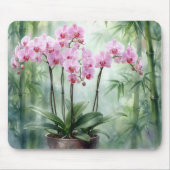 Ethereal Pink Orchids and Bamboo マウスパッド (正面)