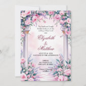 Ethereal Pink Rose Column Wedding Invitation 招待状 (正面)