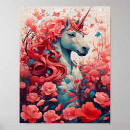 Ethereal Pink Unicorn Dreamscape Fantasy Art ポスター