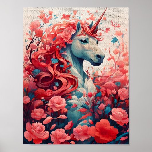 Ethereal Pink Unicorn Dreamscape Fantasy Art ポスター (正面)