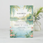 Ethereal Pond Floral Watercolor Wedding 招待状 (スタンド正面)