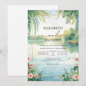 Ethereal Pond Floral Watercolor Wedding 招待状 (正面/裏面)
