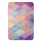 Ethereal Prism:Pastel Watercolor Harlequin Diamond バスマット (正面縦)