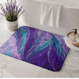 Ethereal Purple Aqua Abstract Water Iridescent Oce バスマット