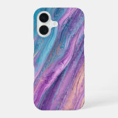 Ethereal Purple & Turquoise Marble Art Phone Case iPhone 16ケース (裏面)