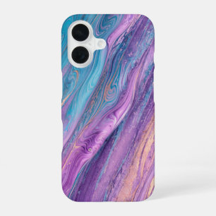 Ethereal Purple & Turquoise Marble Art Phone Case iPhone 16ケース
