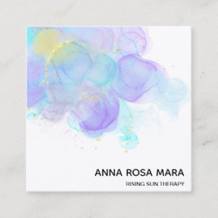 *~* Ethereal QR AP46金ゴールドグリッターロゴ抽象芸術 スクエア名刺