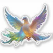 Ethereal Rainbow Dove – 平和と光のシンボル シール (正面)