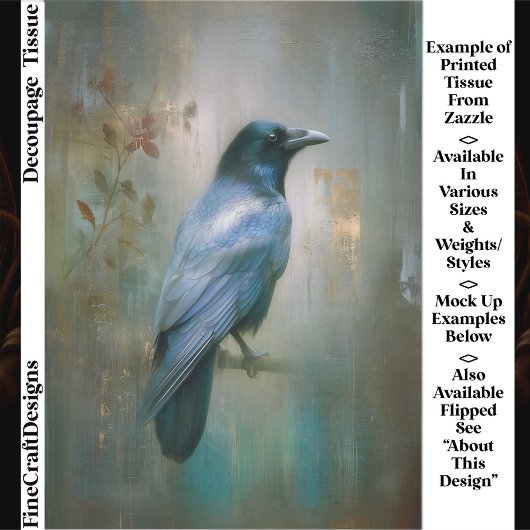 Ethereal Raven, Textured Background EQ8R Decoupage 薄葉紙