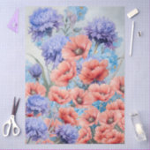 Ethereal Red Poppies & Purple Flowers Decoupage 薄葉紙 (クラフト)