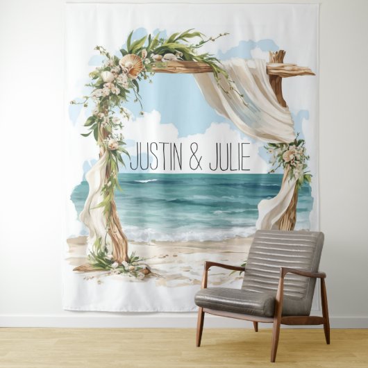 Ethereal Shoreline Arch – コースタルエレガンス結婚ズ タペストリー (インサイチュ)