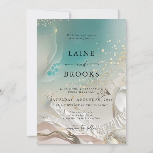 Ethereal Shoreline Minimalist Beach Wedding 招待状 (正面)