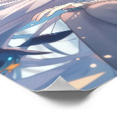 Ethereal Silver-Haired Anime Princess Fantasy Illu ポスター (角)