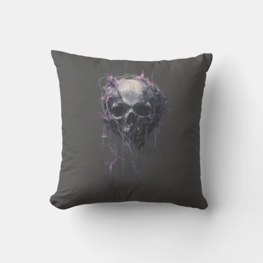 Ethereal Skull Abstract Grunge Dark Art クッション (正面)