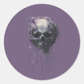 Ethereal Skull Abstract Grunge Dark Art ラウンドシール (正面)