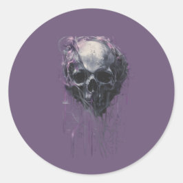 Ethereal Skull Abstract Grunge Dark Art ラウンドシール
