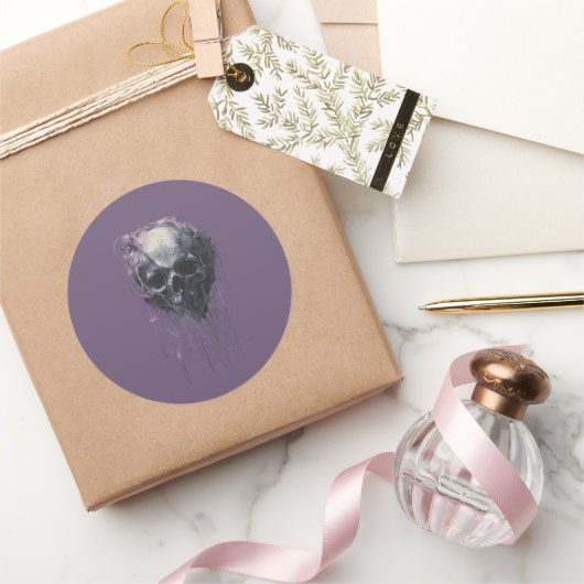 Ethereal Skull Abstract Grunge Dark Art ラウンドシール (ギフト)