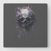 Ethereal Skull Abstract Grunge Dark Art T-Shirt スクエア壁時計 (正面)
