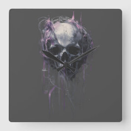 Ethereal Skull Abstract Grunge Dark Art T-Shirt スクエア壁時計