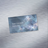 Ethereal Slate Blue Geometric Cosmic Floral マグネット名刺 (インサイチュ)
