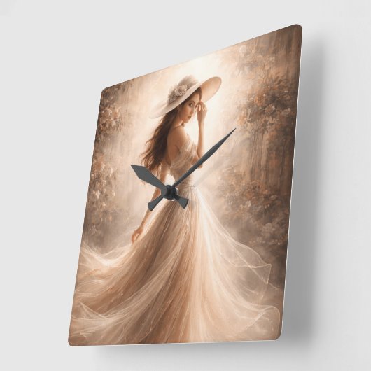 Ethereal Slavic Water Nymph | Clock | Boho Decor スクエア壁時計 (傾斜)