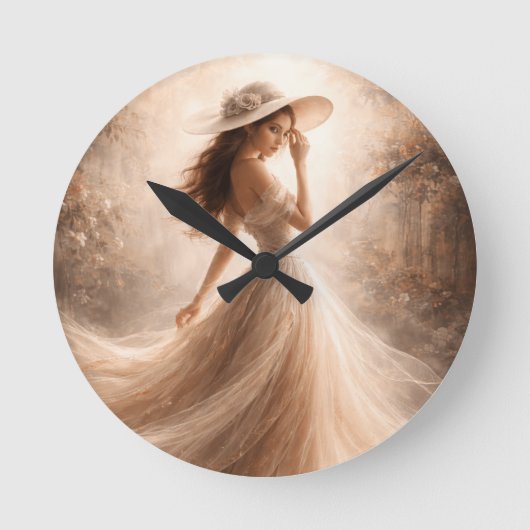 Ethereal Slavic Water Nymph | Wall Clock | Boho ラウンド壁時計 (正面)