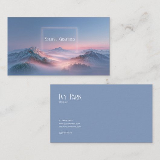 Ethereal Snowy Mountain Sunrise Mist 名刺 (正面/裏面)