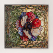 Ethereal Stained Glass Anemone Flower Puzzle ジグソーパズル (横)