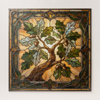 Ethereal Stained Glass Oak Branch Puzzle ジグソーパズル