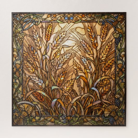Ethereal Stained Glass Wheat Stalks Puzzle ジグソーパズル (縦)
