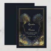 Ethereal Stardust Midnight Gilded Botanical Arch 招待状 (正面/裏面)