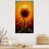 Ethereal Sunset Sunflower Expressionist ポスター (キッチン)