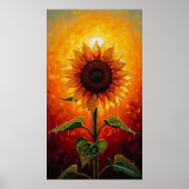 Ethereal Sunset Sunflower Expressionist ポスター (正面)