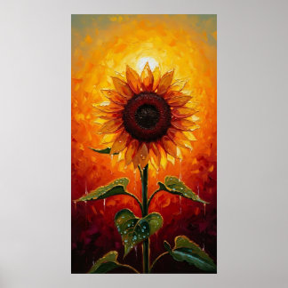 Ethereal Sunset Sunflower Expressionist ポスター
