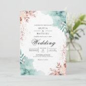 Ethereal Teal & Blush Flourish Wedding 招待状 (スタンド正面)