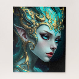 Ethereal Teal Elf Goddess with Golden Tiara ジグソーパズル