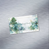 Ethereal Teal Forest Gold Sparkle マグネット名刺 (インサイチュ)