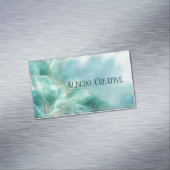 Ethereal Teal Gold Abstract Floral Modern マグネット名刺 (インサイチュ)