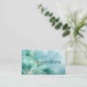 Ethereal Teal Gold Line Abstract Fluid Geometric 名刺 (スタンド正面)
